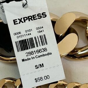 NWT Thick Chainlink Belt Gold 39” Adjustable Express Women Chunky